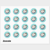 Schattige Baby Pinguïn Schattige Speelse Waterverf Ronde Sticker (Vel)