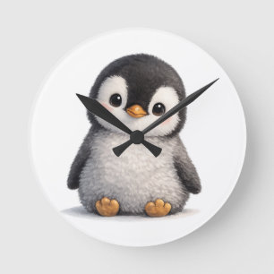 Schattige Baby Pinguïn – Zachte & Aandoenlijke Ont Ronde Klok