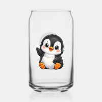 Schattige baby pinguïn zwaaiend cartoon karakter k