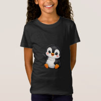 Schattige baby pinguïn zwaaiend cartoon karakter k