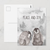 Schattige Baby Pinguïns Winter Sneeuw Vrede en Vre Briefkaart (Voorkant / Achterkant)