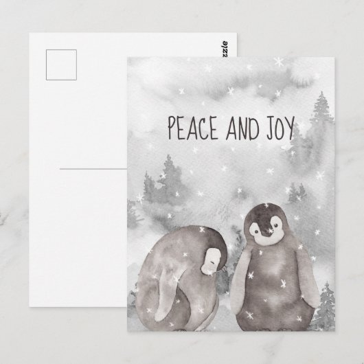 Schattige Baby Pinguïns Winter Sneeuw Vrede en Vre Briefkaart (Voorkant / Achterkant)