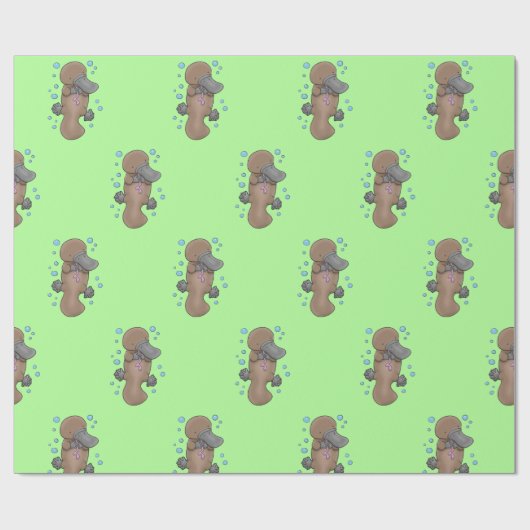 Schattige baby platypus bubble cartoon illustratie cadeaupapier (Vlak)