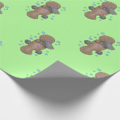 Schattige baby platypus bubble cartoon illustratie cadeaupapier (Hoek)
