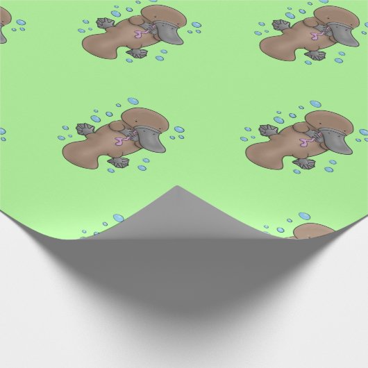 Schattige baby platypus bubble cartoon illustratie cadeaupapier (Hoek)