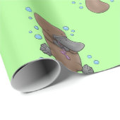 Schattige baby platypus bubble cartoon illustratie cadeaupapier (Rol Hoek)