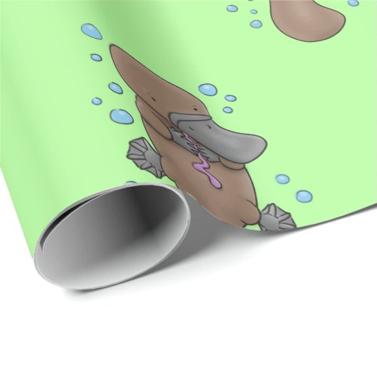Schattige baby platypus bubble cartoon illustratie cadeaupapier (Rol Hoek)