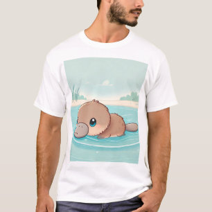 Schattige Baby Platypus Zwemmen T-Shirt Design