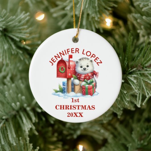 Schattige Baby Polar Beer Eerste Kerstdag Geperson Keramisch Ornament (Boom)