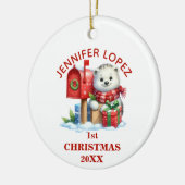 Schattige Baby Polar Beer Eerste Kerstdag Geperson Keramisch Ornament (Links)