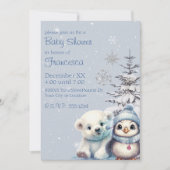 Schattige Baby Polar Beer en Pinguïn Noordpool Win Kaart (Voorkant)