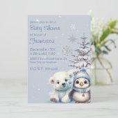 Schattige Baby Polar Beer en Pinguïn Noordpool Win Kaart (Staand voorkant)