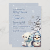 Schattige Baby Polar Beer en Pinguïn Noordpool Win Kaart (Voorkant / Achterkant)