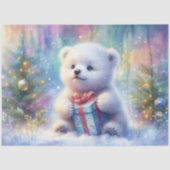 Schattige Baby Polar Beer met kerstcadeau Decoupag Tissuepapier (Voorkant)