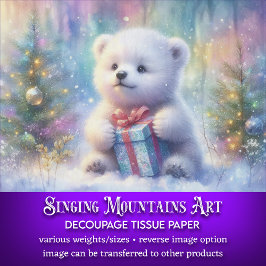 Schattige Baby Polar Beer met kerstcadeau Decoupag Tissuepapier