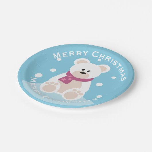Schattige Baby Polar Beer Vrolijk kerstfeest Papieren Bordje (Gekanteld)