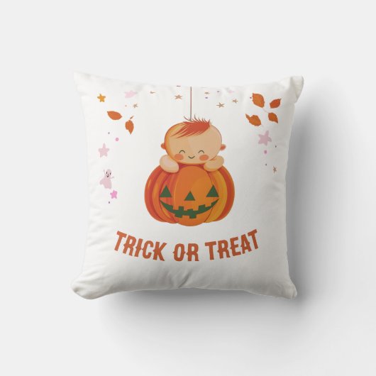Schattige Baby Pompoen Trick or Treat Halloween Kussen (Voorkant)