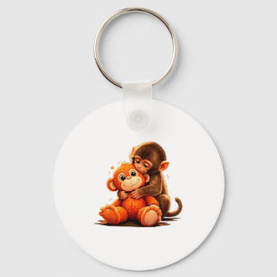 Schattige baby punch aap knuffel speelgoed sleutelhanger