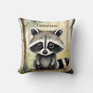 Schattige Baby Raccoon gepersonaliseerd Sierkussen