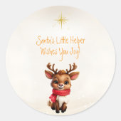 Schattige Baby rendier kerstboodschap Ronde Sticker (Voorkant)