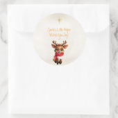 Schattige Baby rendier kerstboodschap Ronde Sticker (Tas)