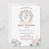 Schattige Baby Rendieren Bloemen Baby shower Kaart (Voorkant)