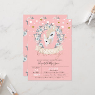 Schattige baby rendieren bloemen sterren baby show kaart