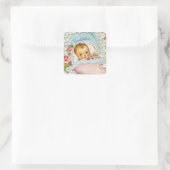 schattige baby retro  vierkante sticker (Tas)