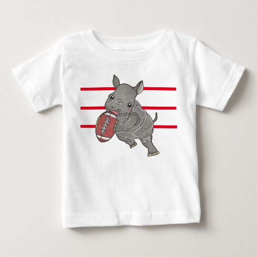 Schattige Baby Rhino Amerikaans Football Baby T-sh (Voorkant)