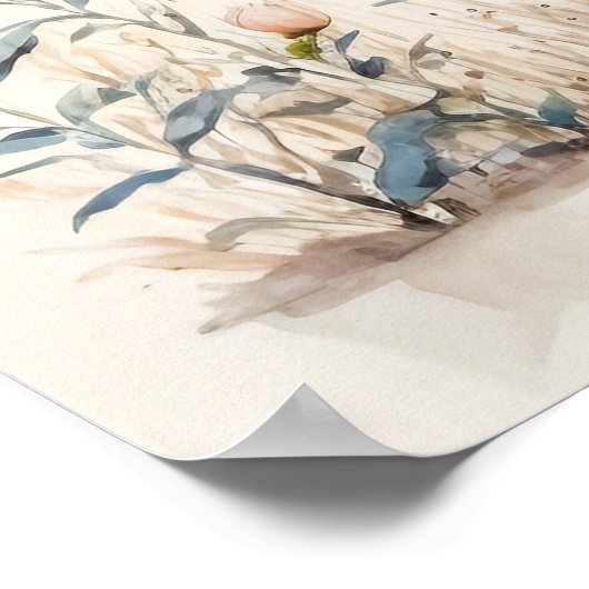 Schattige Baby Rhino Waterverf Nursery Poster (Hoek)