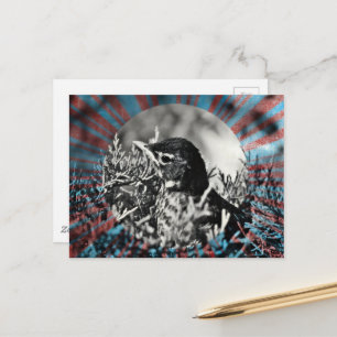 Schattige baby roodborstje in een struik briefkaart