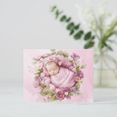 Schattige Baby Roze briefkaart (Staand voorkant)