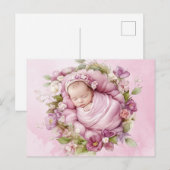 Schattige Baby Roze briefkaart (Voorkant / Achterkant)