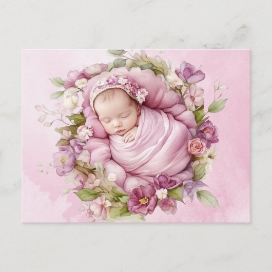Schattige Baby Roze briefkaart (Voorkant)