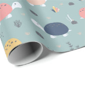 Schattige Baby schildpad patroon in blauw Cadeaupapier (Rol Hoek)