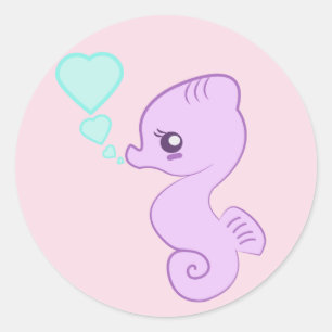Schattige Baby Seahorse Ronde Sticker