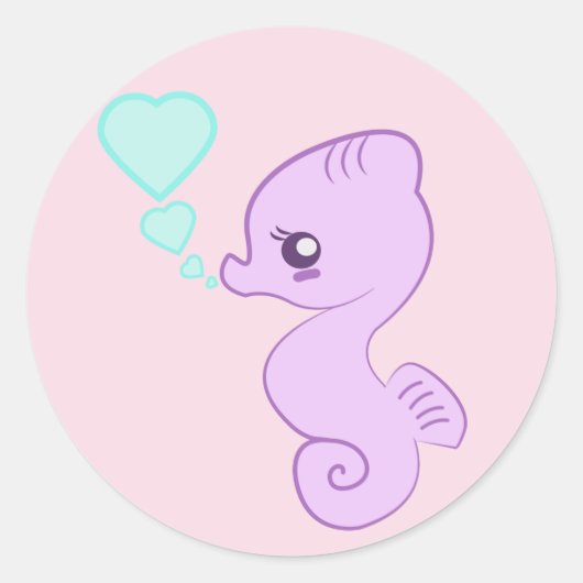 Schattige Baby Seahorse Ronde Sticker (Voorkant)