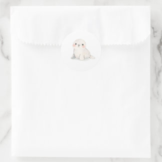 Schattige Baby Seal Pup Waterverf Print Sticker