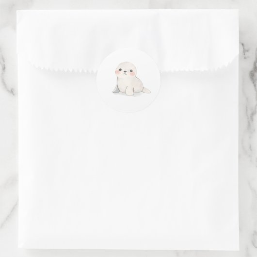 Schattige Baby Seal Pup Waterverf Print Sticker (Tas)