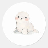 Schattige Baby Seal Pup Waterverf Print Sticker (Voorkant)
