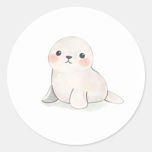 Schattige Baby Seal Pup Waterverf Print Sticker (Voorkant)