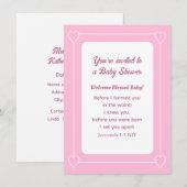 Schattige Baby shower Bijbelvers Licht Roze Eenvou Kaart (Voorkant / Achterkant)