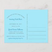 Schattige Baby shower Blauwe Gestreepte Jongen met Uitnodiging Briefkaart (Achterkant)