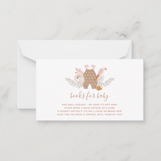 Schattige Baby shower Boho Boeken voor Baby Behuiz Notitiekaartje (Voorkant)