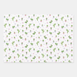 Schattige Baby shower Cacti Party Pattern Inpakpapier Vel