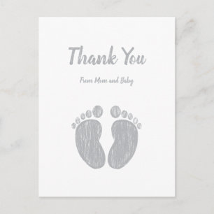 Schattige Baby shower dank u Casual grijze voetafd Briefkaart