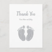 Schattige Baby shower dank u Casual grijze voetafd Briefkaart (Voorkant)