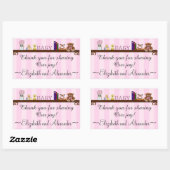 Schattige Baby shower dank u in het roze Rechthoekige Sticker (Vel)