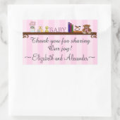 Schattige Baby shower dank u in het roze Rechthoekige Sticker (Tas)