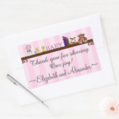 Schattige Baby shower dank u in het roze Rechthoekige Sticker (Envelop)